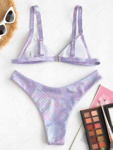 ZAFUL Metallic Snakeskin Padded Bikini Swimwear In LIGHT PURPLE ZAFUL 2024