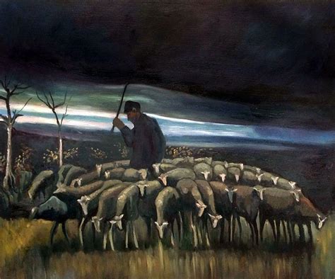 Shepherd With A Flock Of Sheep Reproduction