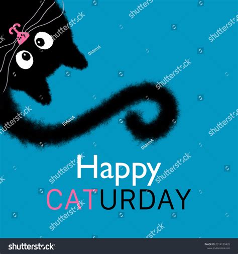 Abstract Hand Drawing Happy Caturday Text Stock Illustration 2014139435