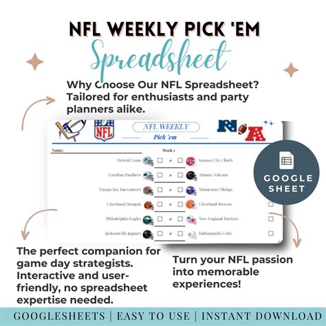 Football Weekly Pickem Pool With Points Printable Sheet Pro Football