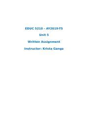 Course 2 Unit 5 Written Assign Docx EDUC 5210 AY2019 T5 Unit 5