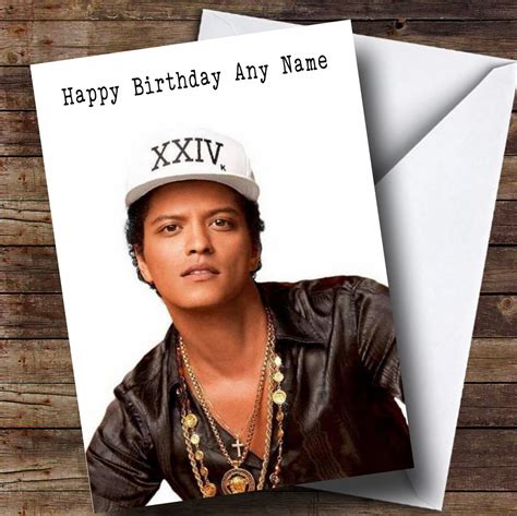 Personalized Bruno Mars Celebrity Birthday Card - Red Heart Print