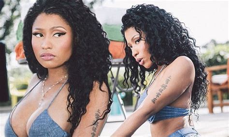 Nicki Minaj Oozes Sex Appeal In Denim Bra And High Rise Shorts From The