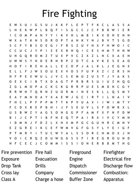 Fire Fighting Word Search Wordmint