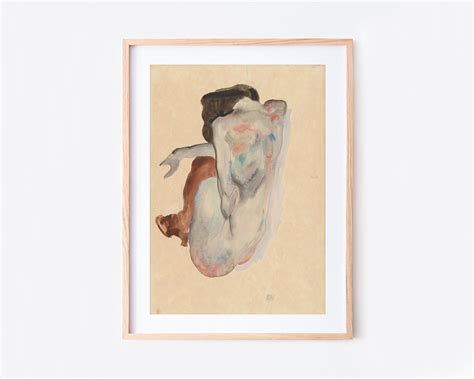 Egon Schiele Crouching Nude In Shoes And Black Stockings Back Etsy