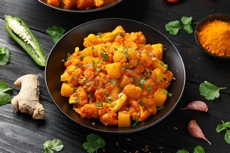 Aloo Gobi Plato Indio Tradicional Con Coliflor Y Papa Foto De Archivo