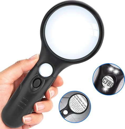 3 Led Lighted Magnifier, 3X 45X Magnifier - 75Mm Reading Magnifier With ...