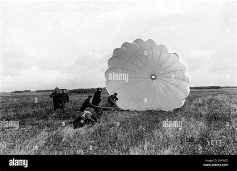 German Pilot After Landing With A Parachute Stock Photo Alamy