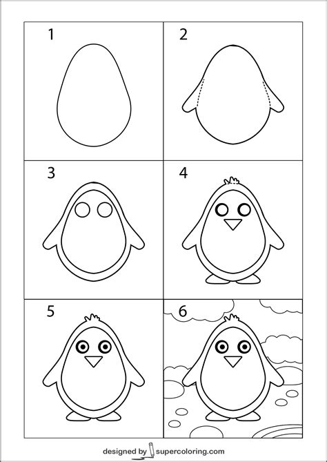 Cum să desenezi un pinguin din desene animate Jocuri puzzle