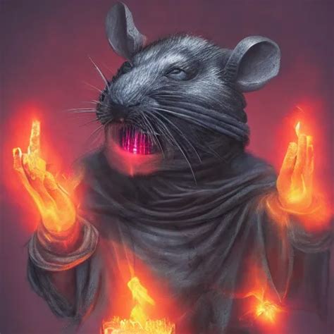 Fantasy Painting Of A Ghostly Rat Sorcerer With Stable Diffusion