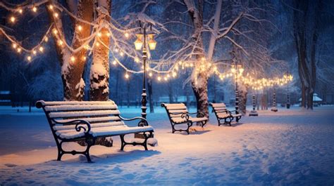 Premium Photo | Winter Park Illuminated with Christmas Lights