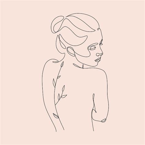 Minimal Woman Art One Line Art Naked Woman Wall Art Nude Print Naked