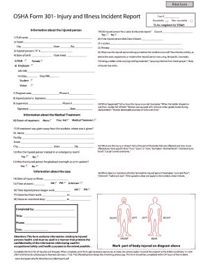 osha incident report form Templates - Fillable & Printable Samples for ...