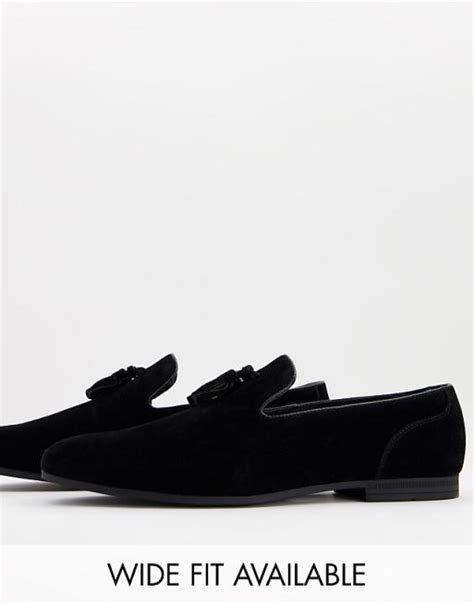 Asos Design Tassel Loafers In Black Faux Suede Asos