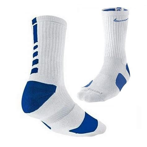 Nike Mens 8 12 Elite Drifit Basketball White Royal Blue Crew Socks