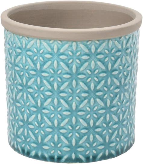 Burgon Ball Tuscany Indoor Glazed Ceramic Plant Pot Small In Teal