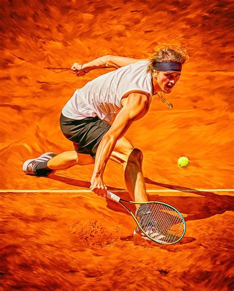 Alexander Zverev At Madrid Mutua Open 2021 Digital Artwork Print Poster Tennis Fan Art T