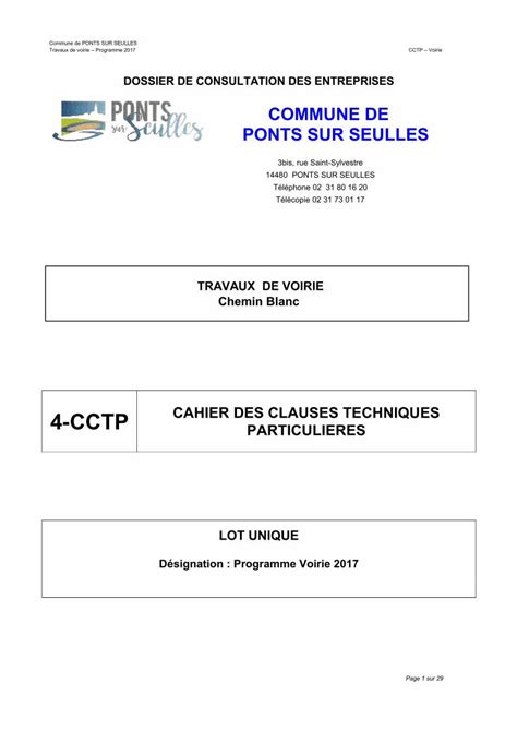 PDF 4 CCTP CAHIER DES CLAUSES TECHNIQUES PARTICULIERES DOKUMEN TIPS