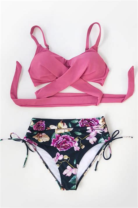 Rosa Und Blumen Druck Bikini Cupshe Deutschland