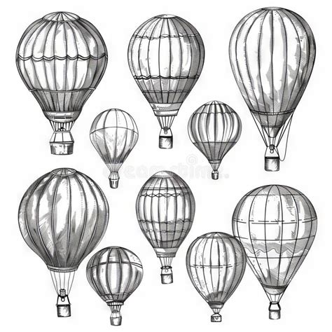 Hot Air Balloon Set Contour Drawings For Design Stock Photo Image Of Icon Drawing