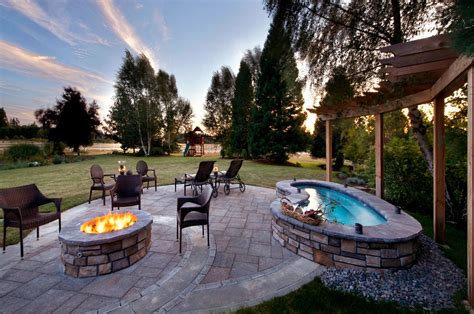 Firepit Landscape Premier Backyard Living Hot Tub Patio Hot Tub