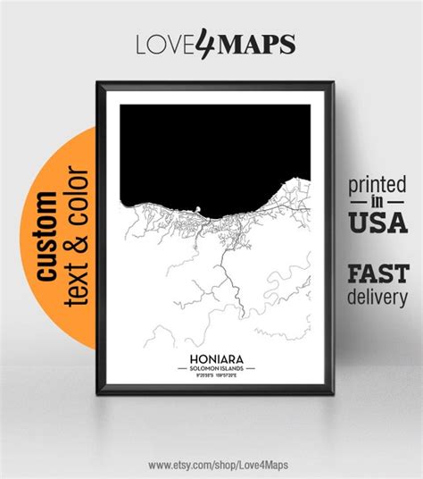 Honiara Solomon Islands Map Honiara Map Print Honiara Map | Etsy