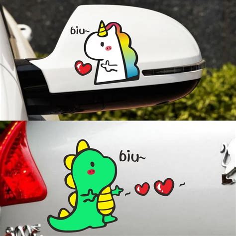 Sliverysea Love Unicorn Dinosaur Cute Car Stickers Reflective Pvc Stickers Car Styling Window