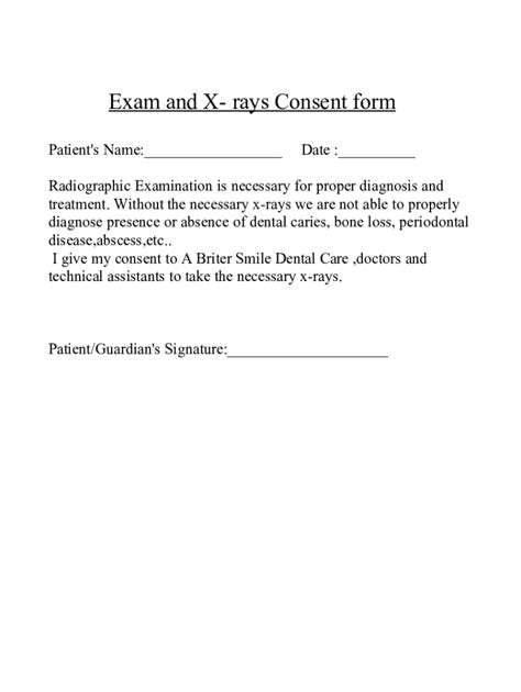 Fillable Online Exam And X Rays Consent Form Fax Email Print Pdffiller