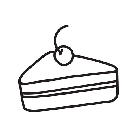 vector drawing in doodle style cake. simple line drawing of pastry, cake. black and white ...