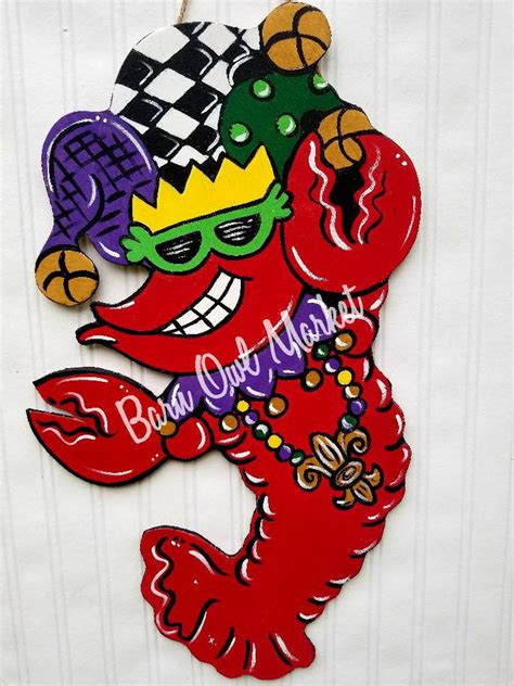 Mardi Gras Crawfish Door Hanger Mardi Gras Crawfish Door Etsy