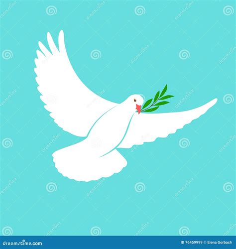 White Dove Vector Icon With Olive Branch Peace Symbol Pigeon Isolated