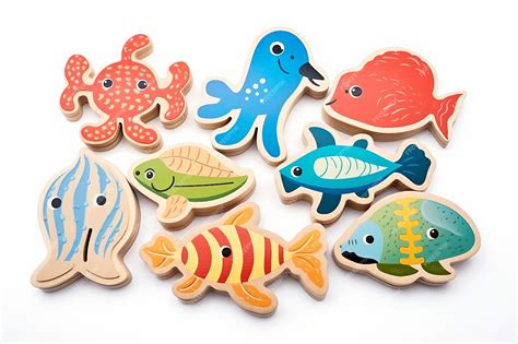 Premium Photo | Sea Creatures Chunky Puzzles on a white background