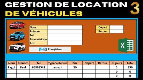 Gestion De Location De V Hicules Sur Excel Partie Gestion Efficace De