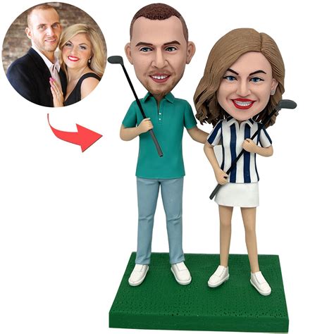 Custom Couple Bobblehead Playing Golf From Photo Online Bobblets Uk