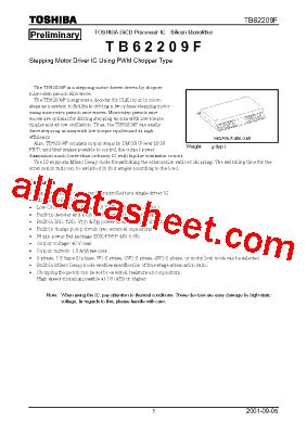 TB62209F 데이터시트 PDF Toshiba Semiconductor