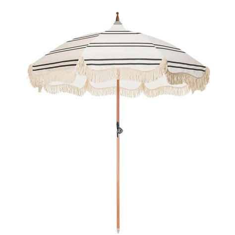 Parasol de cour pagode à poteau en bois Rayure noire 200 cm PG 08