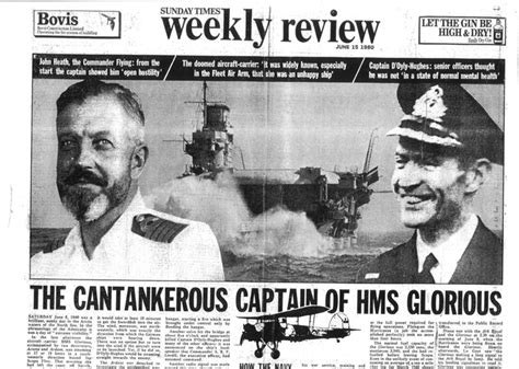 Press cutting - "The cantankerous Captain of H.M.S. Glorious" - sinking ...