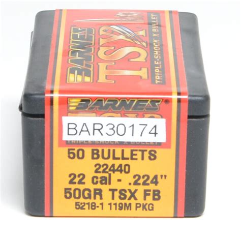 Barnes TSX Bullets 0 224 22 Caliber 50 Grain Solid Hollow Point Box