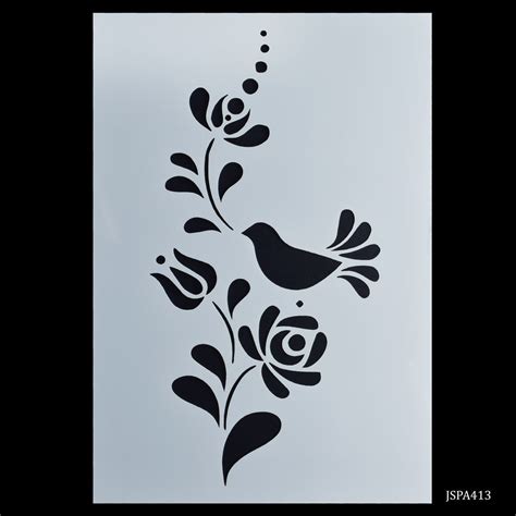 Drawing Stencil Plastic A4 Flower And Bird Design