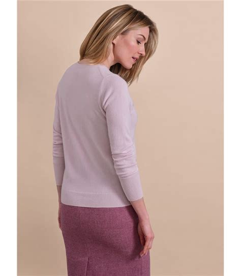 Soft Oyster Cashmere Crew Neck Cardigan Woolovers Us