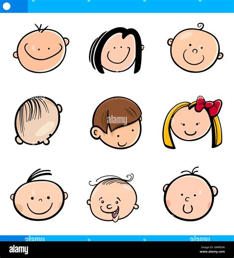 cartoon kids faces set Stock Vector Image & Art - Alamy