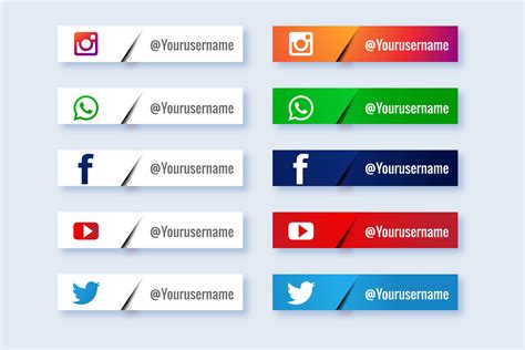 Popular Social Media Lower Third Rectangle Banner Set 1233190 Vector