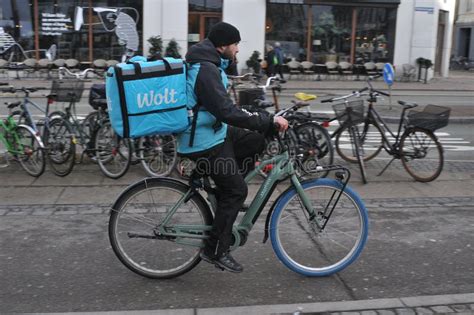 Wolt Partner Food Delivery Man In Copenhagen Denmark Editorial Stock