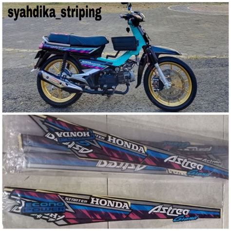 Jual Stiker Striping Lis Body Honda Astrea Grand Bulus Biru Ungu