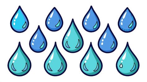 Un Dibujo De Una Gota Azul De Agua Con Las Gotas Azules Vector