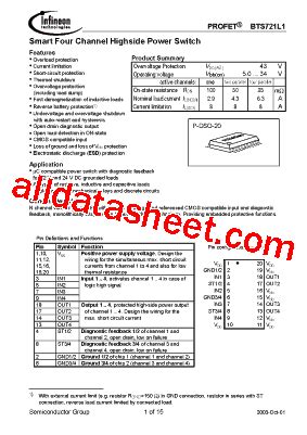 Bts L Datasheet Pdf Infineon Technologies Ag