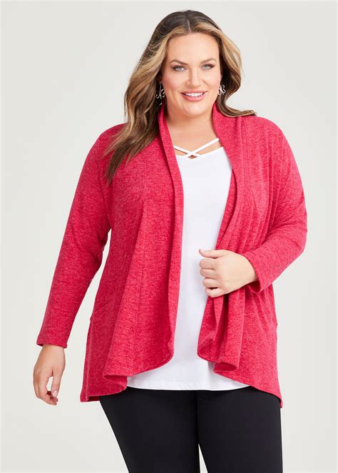 Shop Plus Size Shawl Collar Snug Cardigan In Red Taking Shape Au