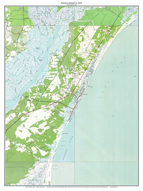 Pawleys Island 1942 Custom Usgs Old Topo Map South Carolina Coast Old Maps