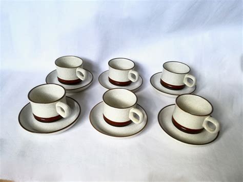 Denby Potters Wheel Set 12x Vintage Tea Cup Set Rare Espresso