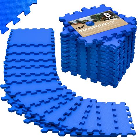 Puzzelmat Set Van 8 Blauw EVA Schuim 45x45x1cm DeubaXXL